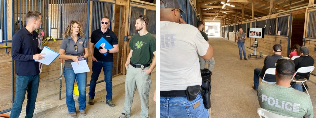 ASPCA staff teaching law enforcement to handle horses