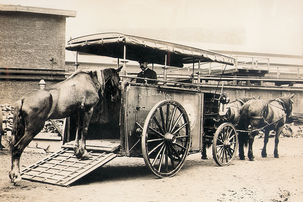 The ASPCA operates the first ambulance for injured horses.
