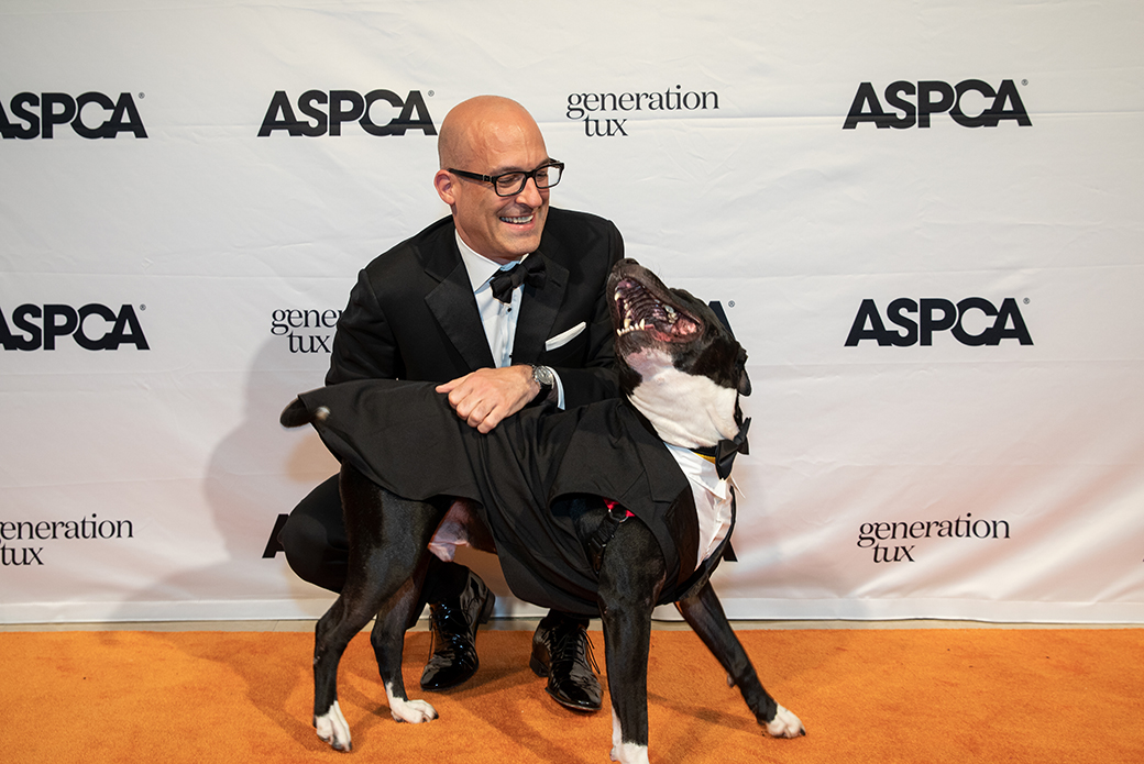 ASPCA President and CEO Matt Bershadker with a happy dog