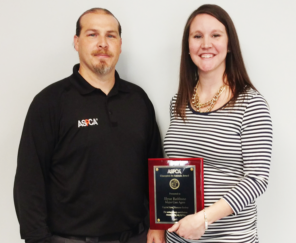 ASPCA’s Vice President of Field Investigations and Response Tim Rickey with Major Case Agent Elysse Rathbone.