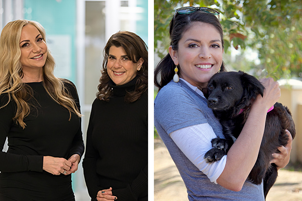 Left: Laura Zambelli Barket and Mindy Fortin. Right: Cecily Strong. 