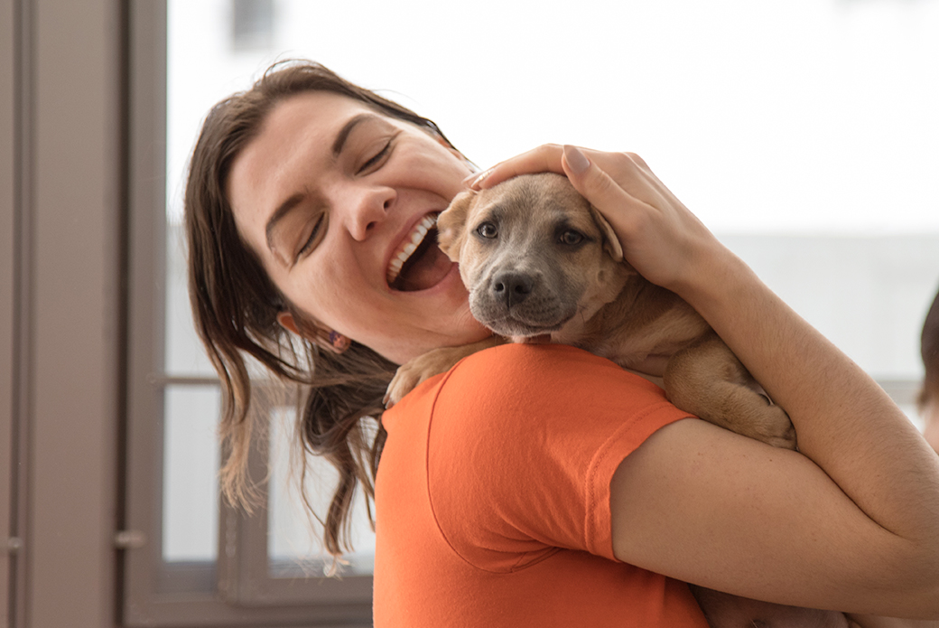 Stephanie from the ASPCA holding a puppy