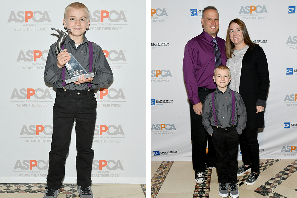 Roman with his award and his family