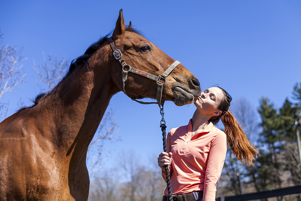 a horse and woman