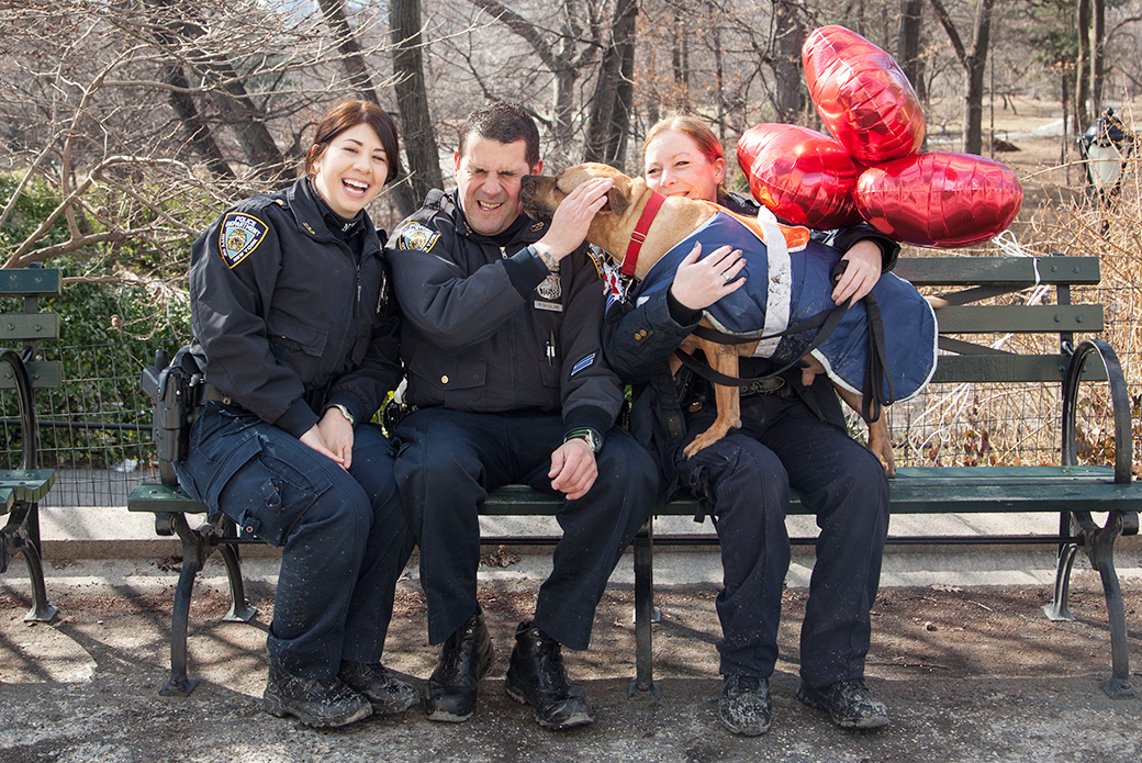 Orson with NYPD police officers