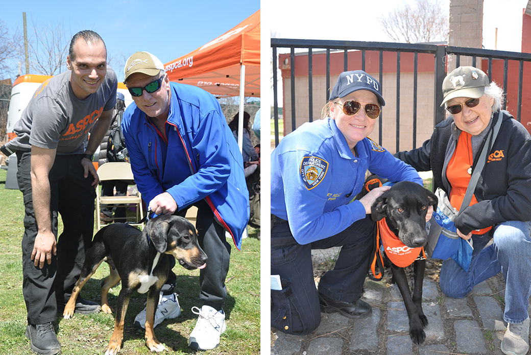 Richard C. and his dog Apollo with with Roni Afriat, and Detective Mary Kelly with Beverly Jones