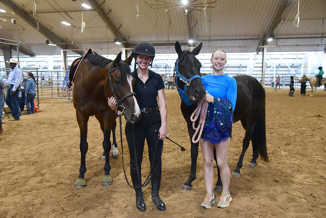 Madison and her sister Aideen with Ruger and Rio