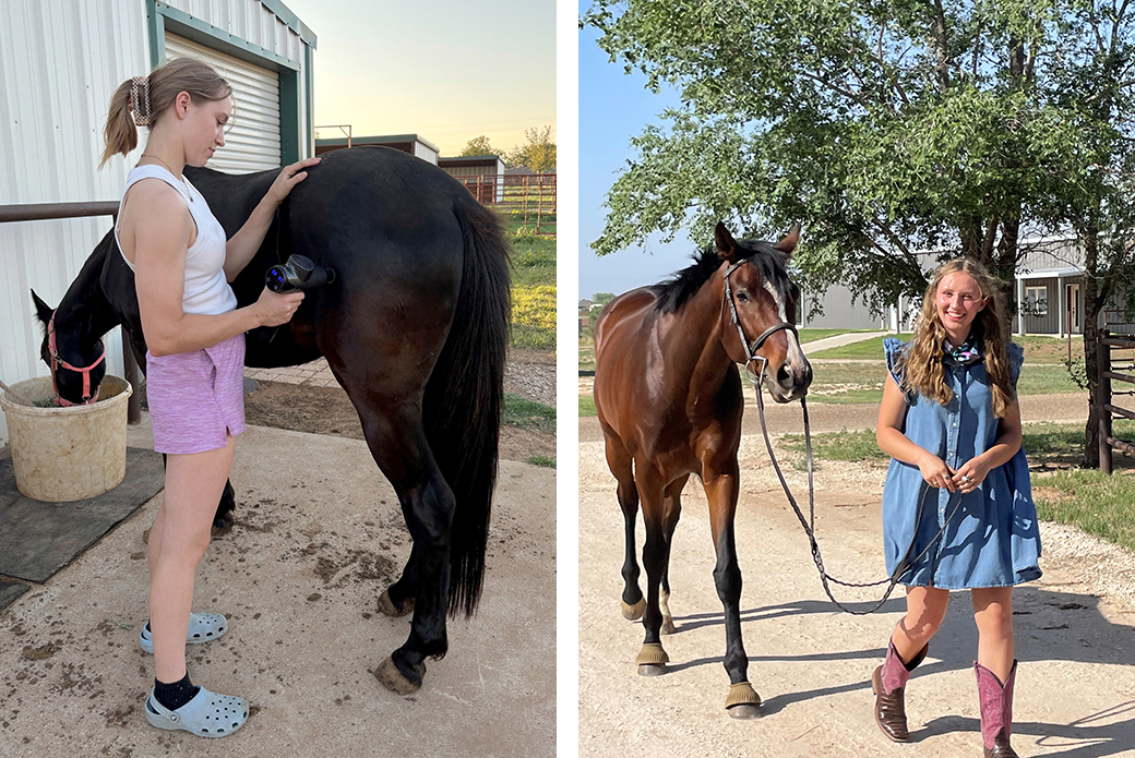 L to R: Aideen and Madison at home with Rio and Ruger.