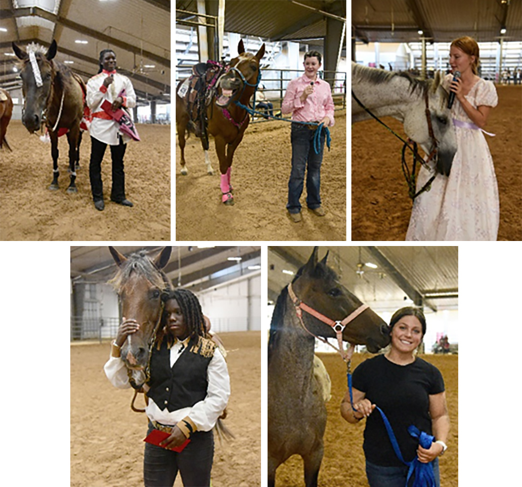 Clockwise from top left: Abigail and Her Majesty, Marley Kirbow and Jinx, Audra Peters and Violet, Avery Provost and Julietta, and Angelica and Gus.