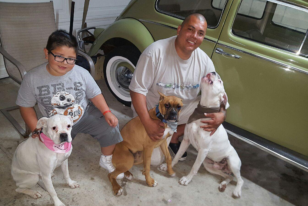 Chubster and Lucky with their loving family.