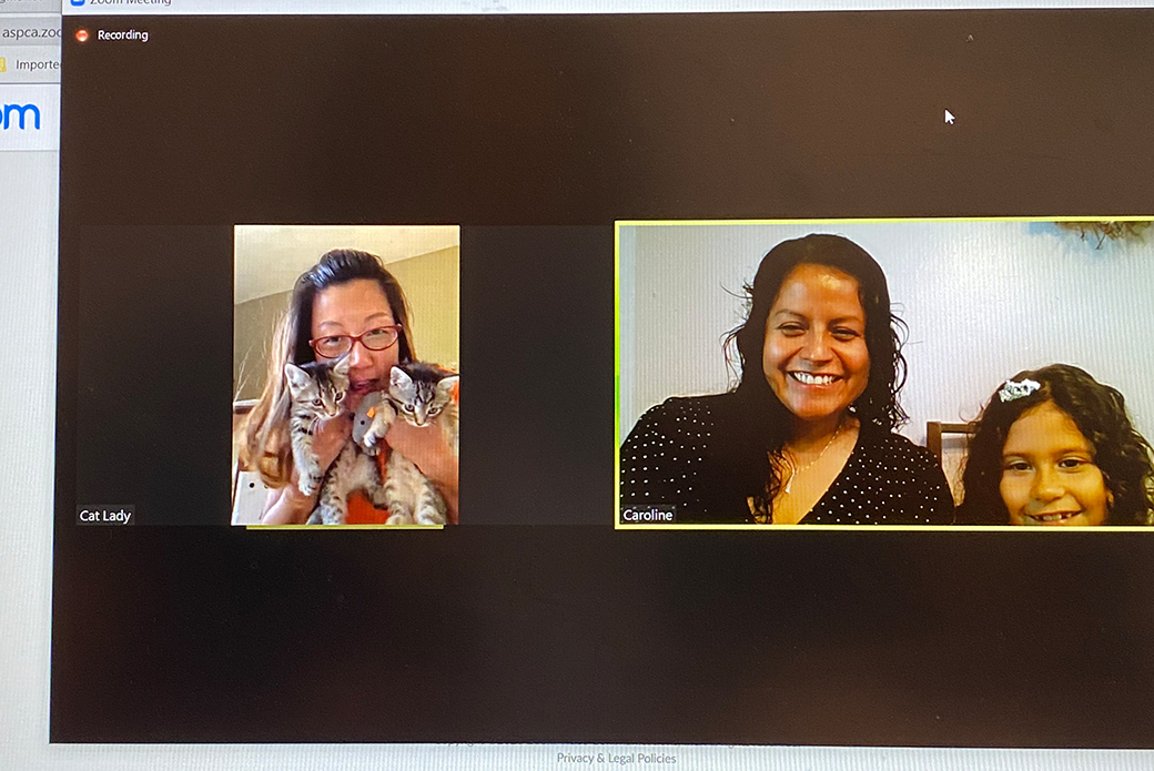 Sandra and Rachel on a zoom adoption call