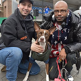 Mohamed Khaled with Anthony M and his dog